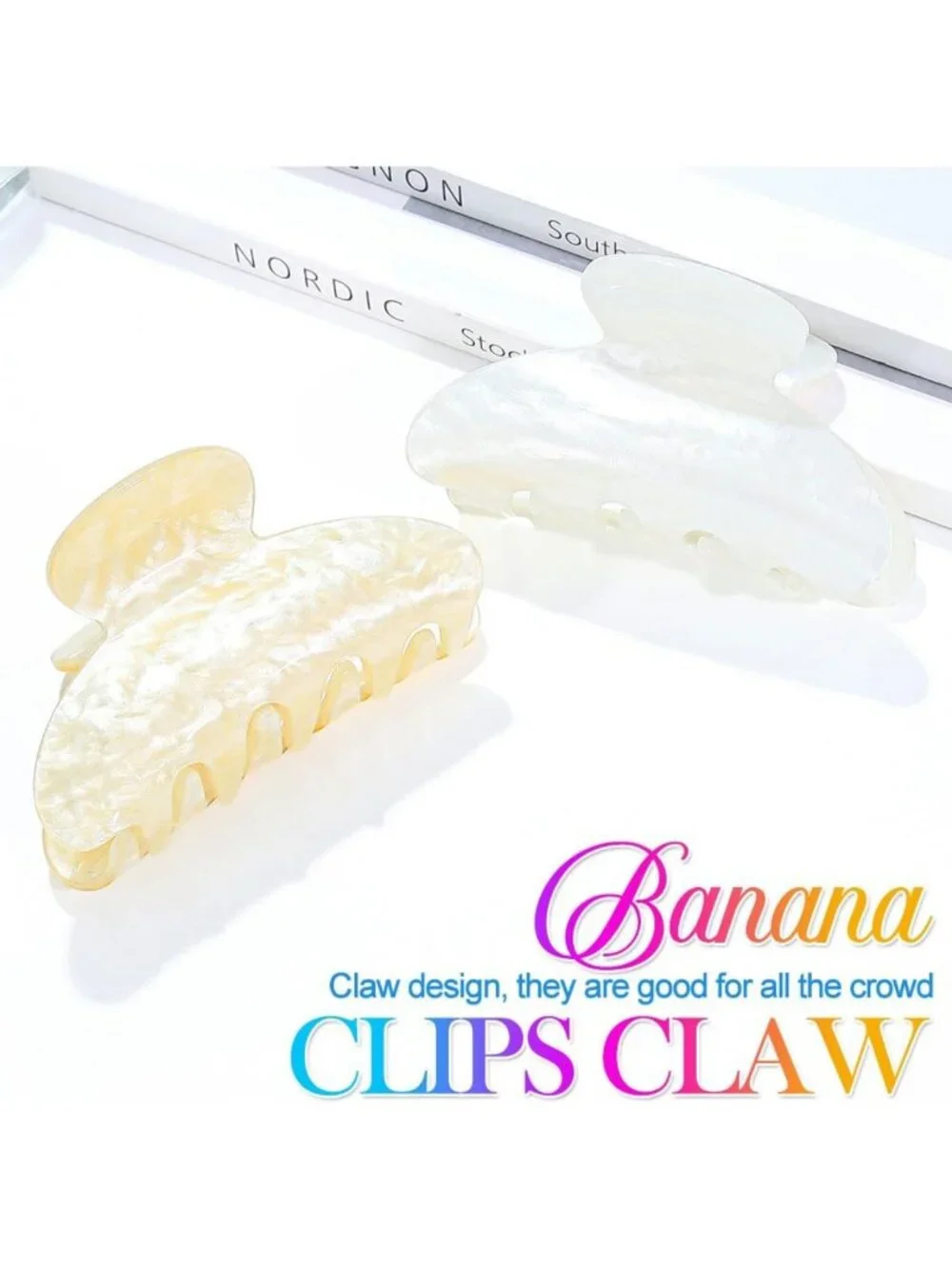Stylish Medium Acrylic Claw Clips for Women & Girls - 2 Pack Hair Accessories